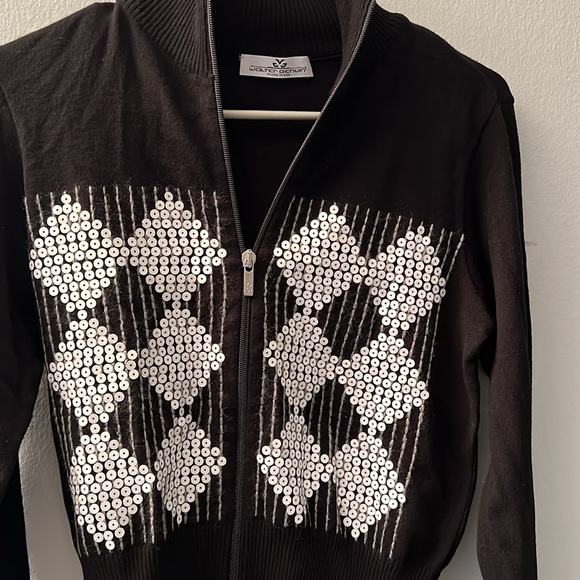 walter genuin zip up sequin sweater - Picture 2 of 5